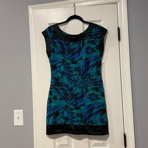 Express Geo Print mini dress w/ satin trim size S
